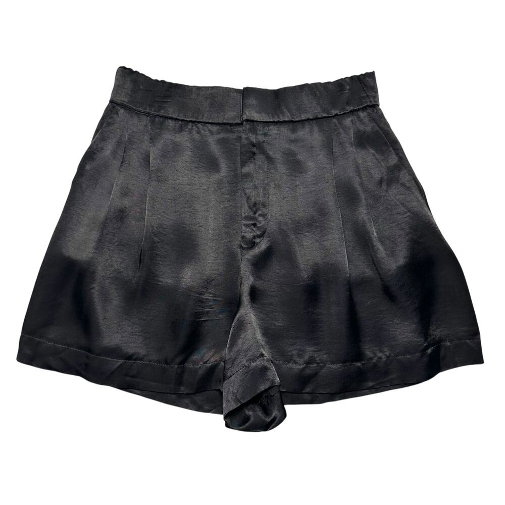 Zara | Women | Solid Black Satin Modal Blend Shorts | Size Small